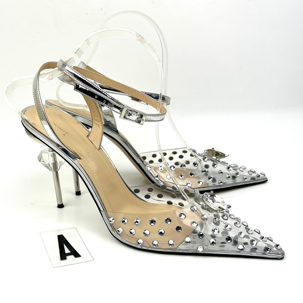 MACH & MACH Crystal Embellished Clear Ankle Strap Pump sz 11 - Picture 3 of 13